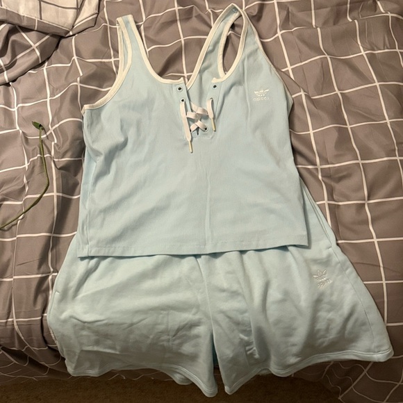 2/$15 NWT Baby blue Adidas Lace-Up Tank Top-XL - Picture 7 of 8